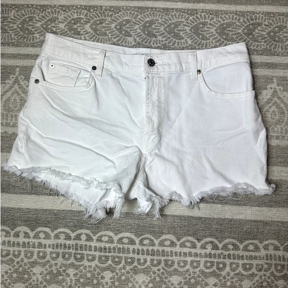 7 for All Mankind Women's Cut off‎ Denim Shorts White Size 32